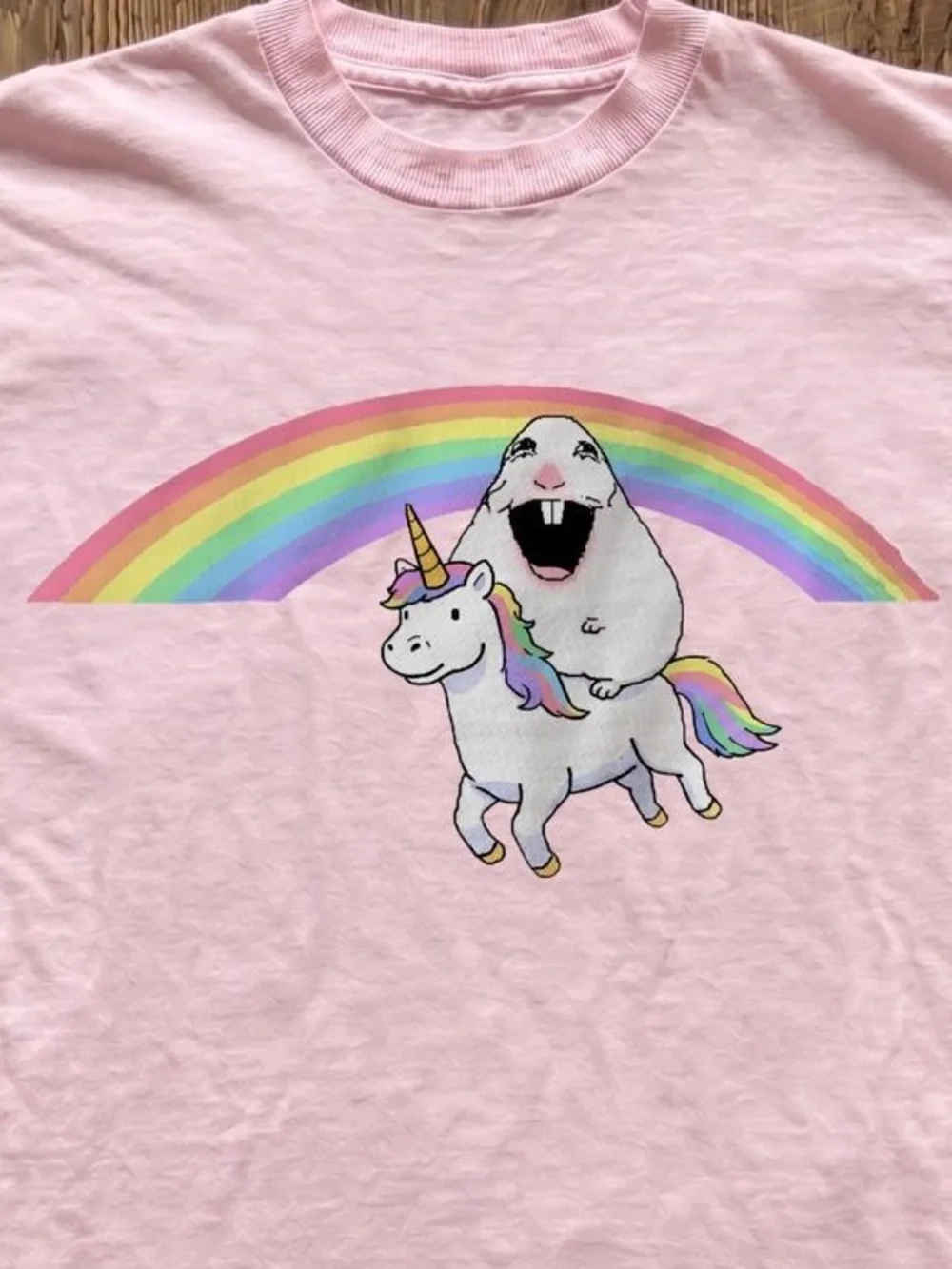 Light Pink happy hamster unicorn T shirt